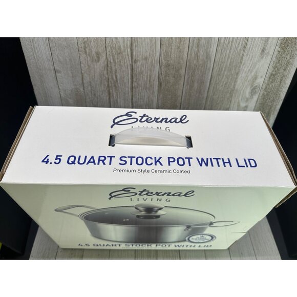 Eternal Living Stock Pot Non Stick Ceramic Coated 4.5 Quart w Lid SBS Collection - Picture 7 of 7